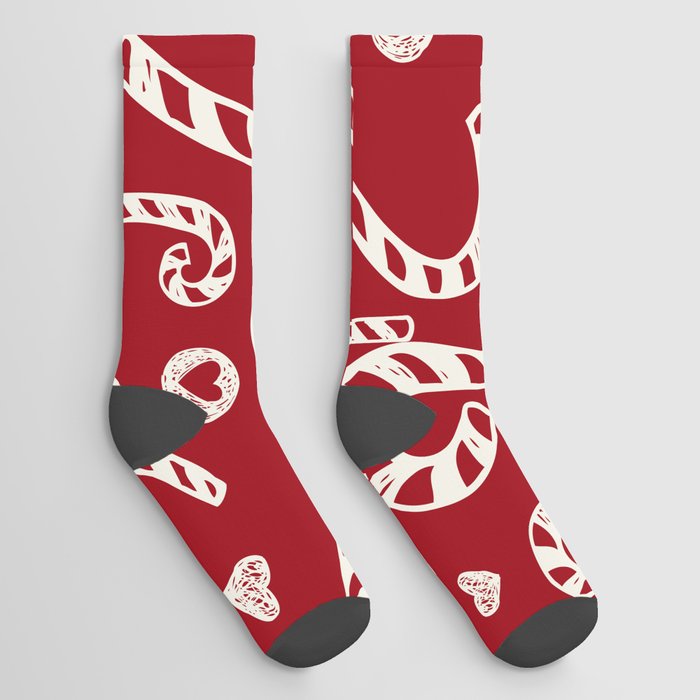 Candy Cane Pattern on Red Socks