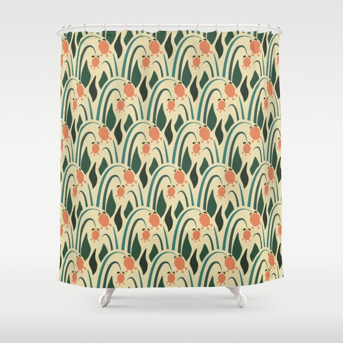 a lot of flowers for art deco green Shower Curtain