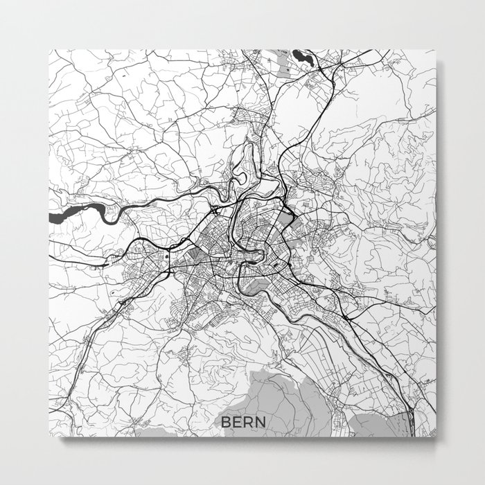 Bern Map Gray Metal Print