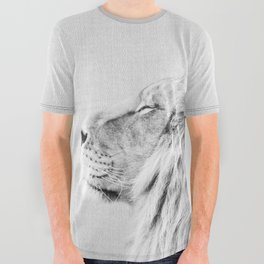 Lion Portrait - Black & White All Over Graphic Tee