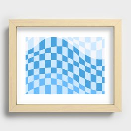 Wavy checker shades of blue Recessed Framed Print