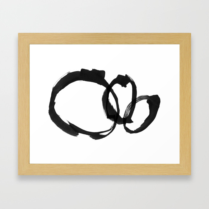 Black And White Round Abstract Shapes Minimalist Ink Painting