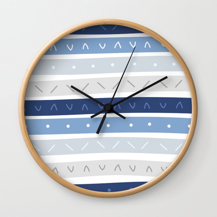 Bowie Blue Stripe Wall Clock
