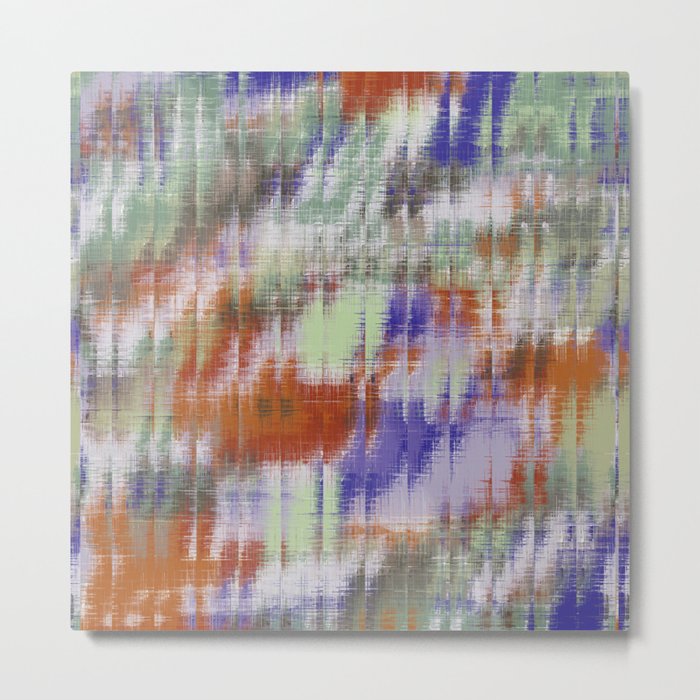 psychedelic geometric abstract pattern in orange green blue Metal Print