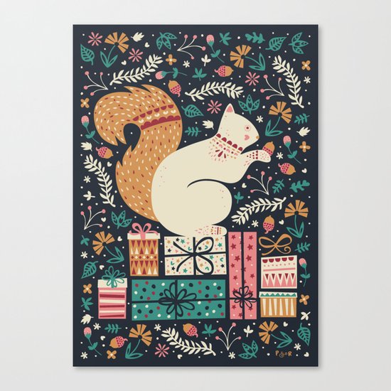 Merry Little Squirrel Canvas Print