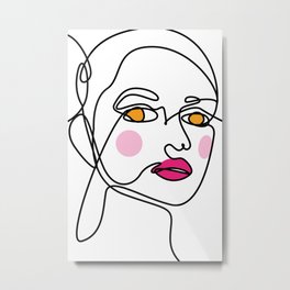 Line female face art Metal Print | Abstractlady, Abstractfemale, Popart, Popupcolor, Singleline, Linedrawing, Abstractwoman, Linefemale, Linewoman, Abstractgirl 
