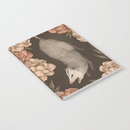 The Opossum and Peonies Notebook | Floral, Curated, Graphite, Drawing, Peony, Peonies, Flower, Rose, Nature, Animal 