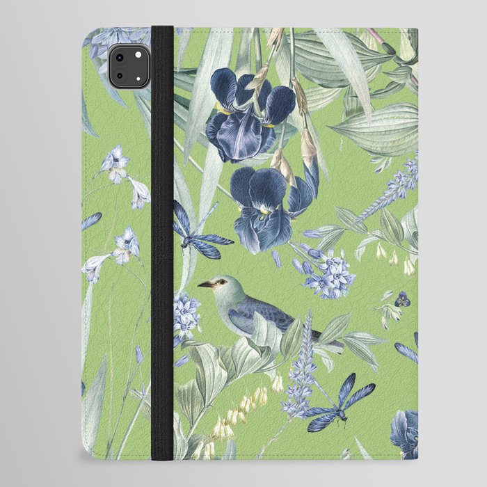 Exotic Wildlife Floral Garden on Green iPad Folio Case