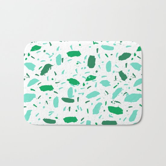 Abstract minimal dots pattern green and white soothing zen decor Bath Mat