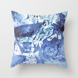 Atlantic Coastal Print in Abstract Pattern of Blues and Whites Throw Pillow