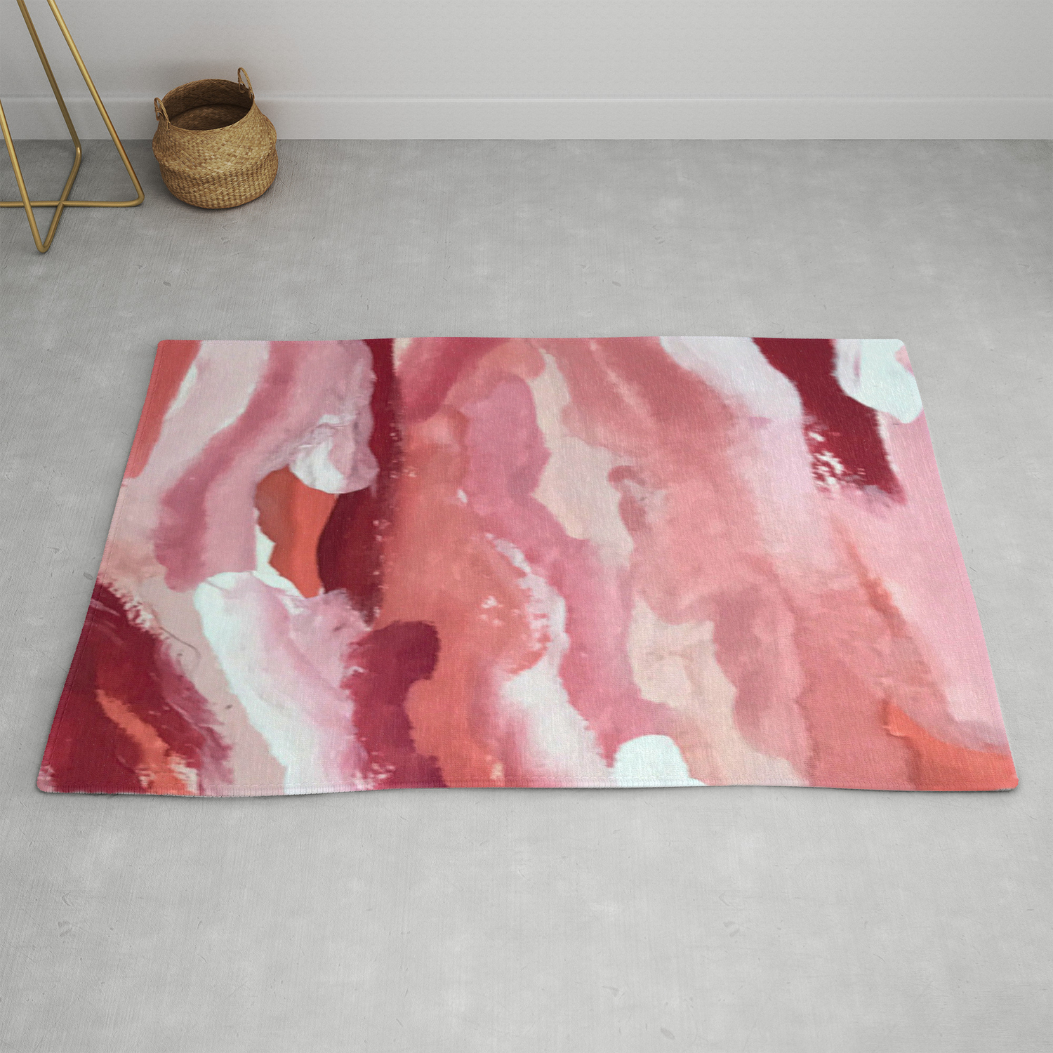 Carnations 2 Abstract Acrylic Watercolor Pink Red