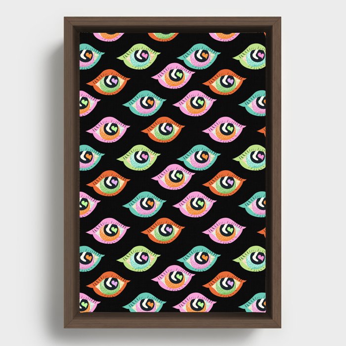 Retro Eyes Pattern Framed Canvas