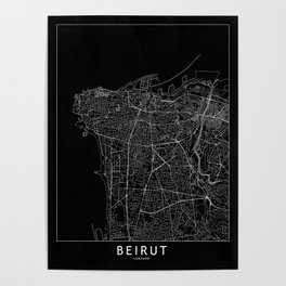 Beirut Black Map Poster