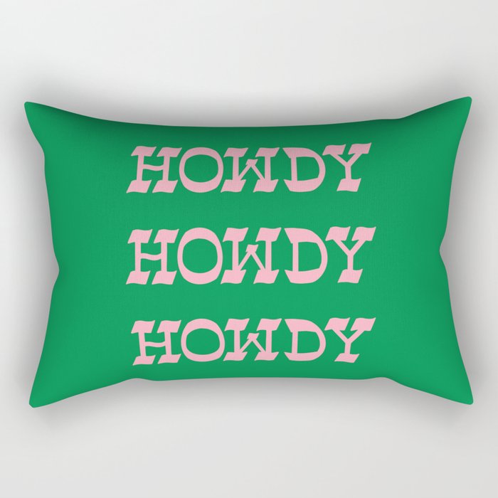 Howdy Howdy!  Pink and Green Rectangular Pillow