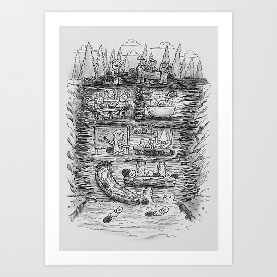 Mr Beaver's Wonder Dam Art Print