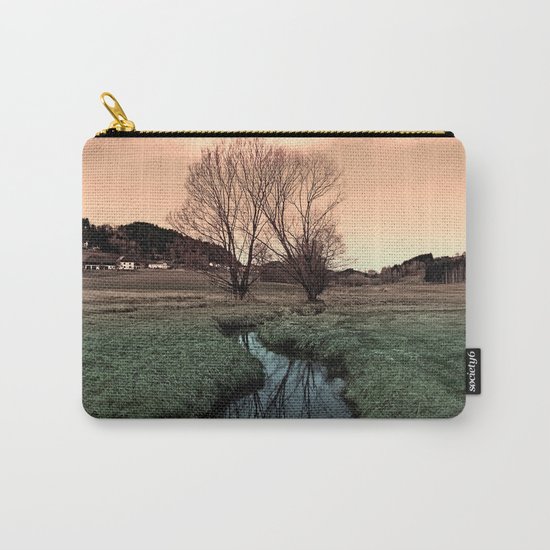 A stream, dry grass, reflections and trees II | waterscape photography Carry-All Pouch