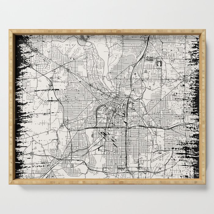 Akron, USA. City Map - Vintage Drawing Serving Tray