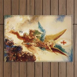 “St Micheal Vanquishing Satan” by Gustave Moreau Outdoor Rug