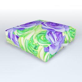 purple rose and green rose pattern abstract background Outdoor Floor Cushion