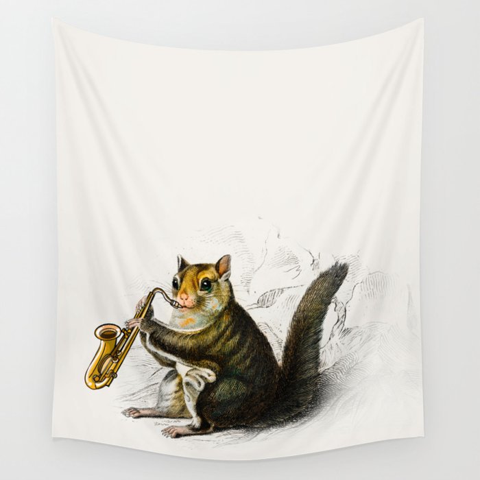 Flying squirrel playing saxophone  Wall Tapestry