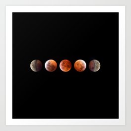 2019 Total Lunar Eclipse Sequence Art Print