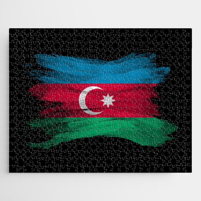 Azerbaijan flag brush stroke, national flag Jigsaw Puzzle
