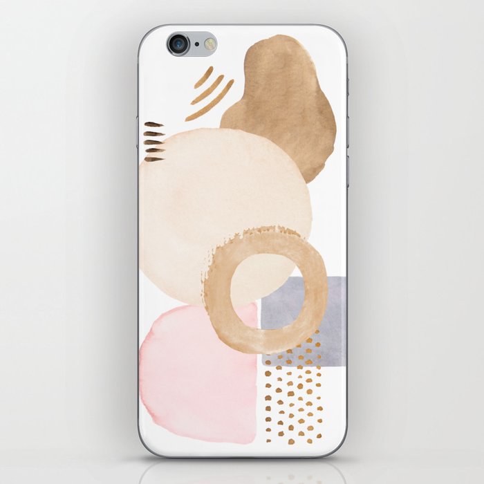 Watercolor pastel beige painted Abstract elements iPhone Skin