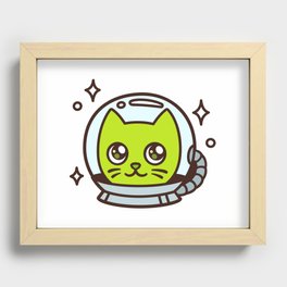 Cute cartoon space cat Recessed Framed Print