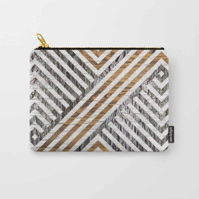 Geometric Wooden texture pattern Carry-All Pouch