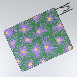 New England Asters Picnic Blanket | Digital, Newenglandaster, Drawing, Green, Pretty, Bold, Yellow, Purple, Curated, Spring 