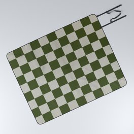 checkerboard hand-painted-olive Picnic Blanket