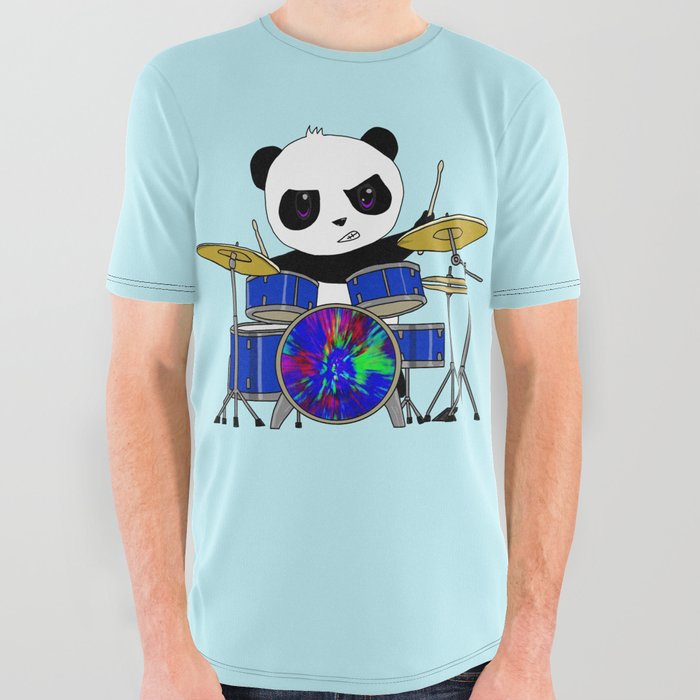 A Drumming Panda All Over Graphic Tee