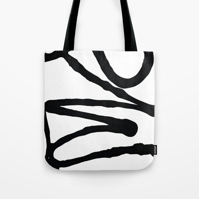 Brushstroke 7: A minimal black and white abstract mudcloth print by Alyssa Hamilton Art Tote Bag