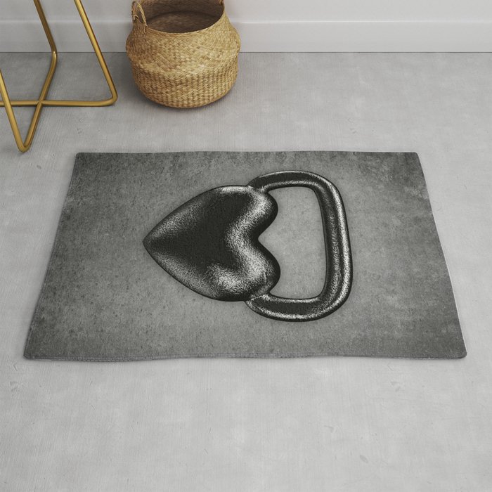 Kettlebell heart / 3D render of heavy heart shaped kettlebell Rug