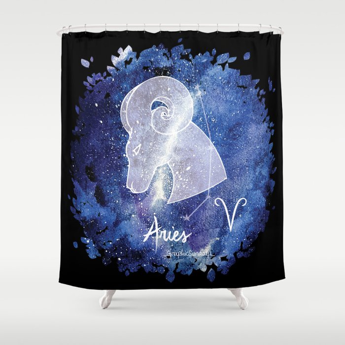 Aries Zodiac sign in a nebula Shower Curtain