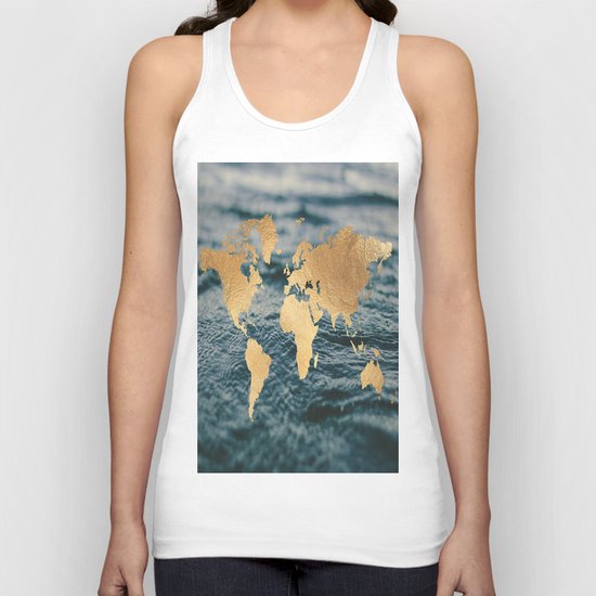 Gold Map in Water Unisex Tank Top