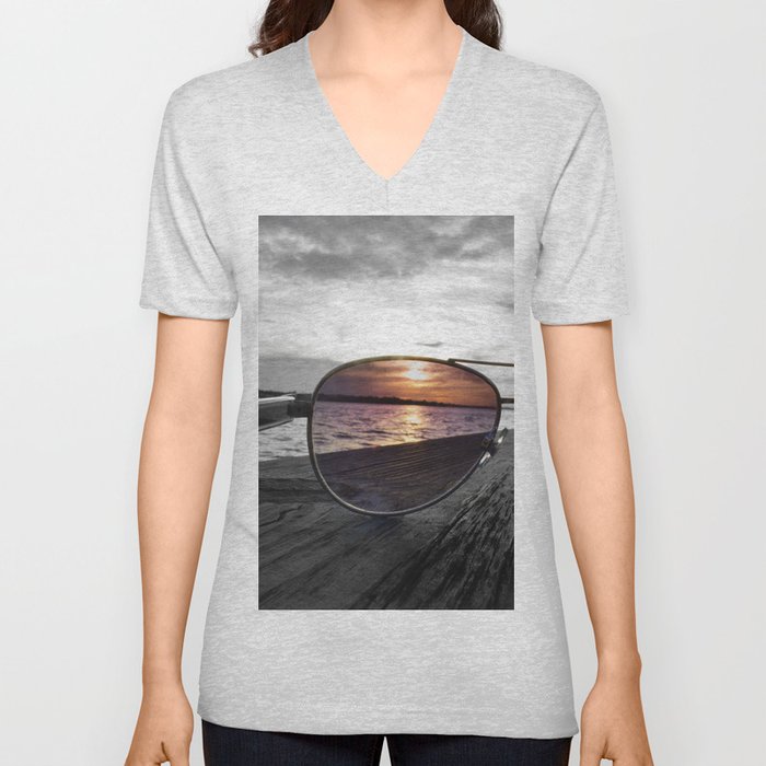 Sunset Perspective V Neck T Shirt