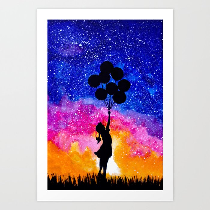 Banksy Balloon Girl Art Print by Ahmad Illustrations