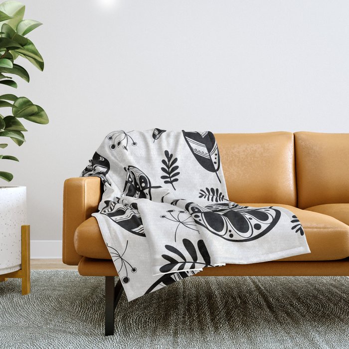 Graphical fall of the leaves Throw Blanket