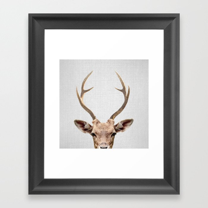 Deer - Colorful Framed Art Print