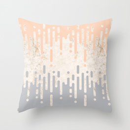 Marble and Geometric Diamond Drips, in Grey and Peach Throw Pillow