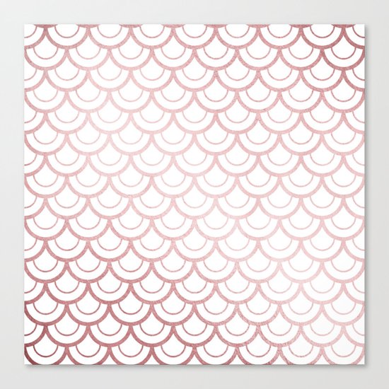 Simply Mermaid Scales in Rose Gold Sunset Canvas Print