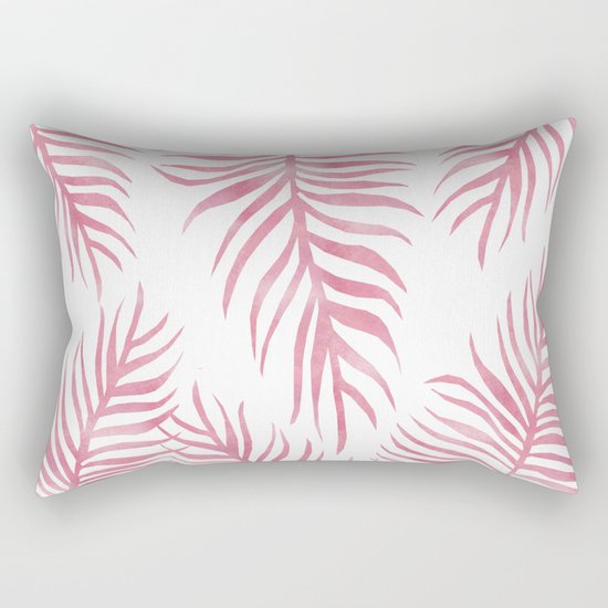 Fern Pattern Pink Rectangular Pillow