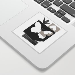 Minimalist Butterfly Collage - Black and White Sticker