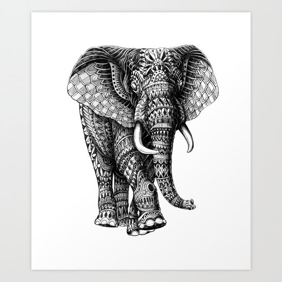 Ornate Elephant v.2 Art Print