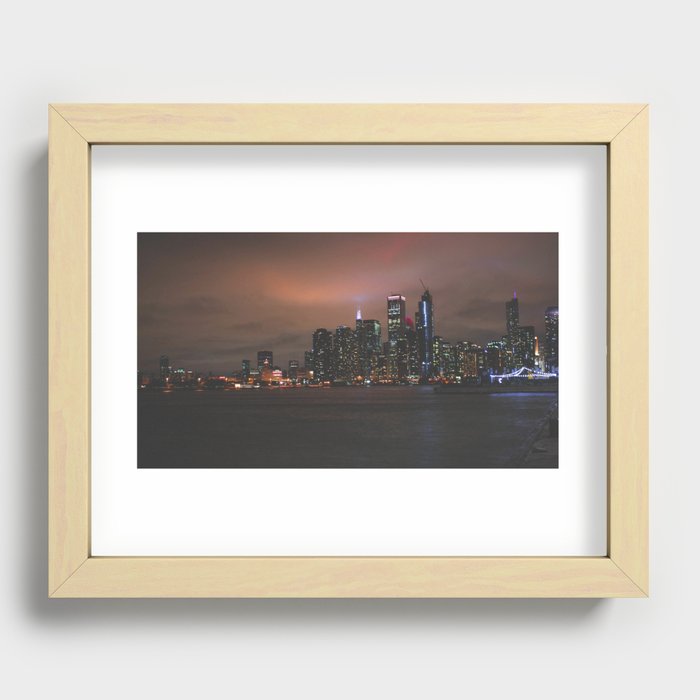 Chicago Freestyle / Chicago Night Skyline Photography Recessed Framed Print