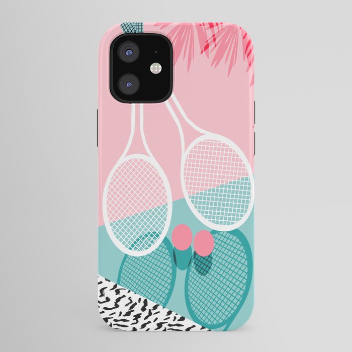 Sportin' - retro minimal pastel neon throwback memphis style pop art tennis sport court player iPhone Case