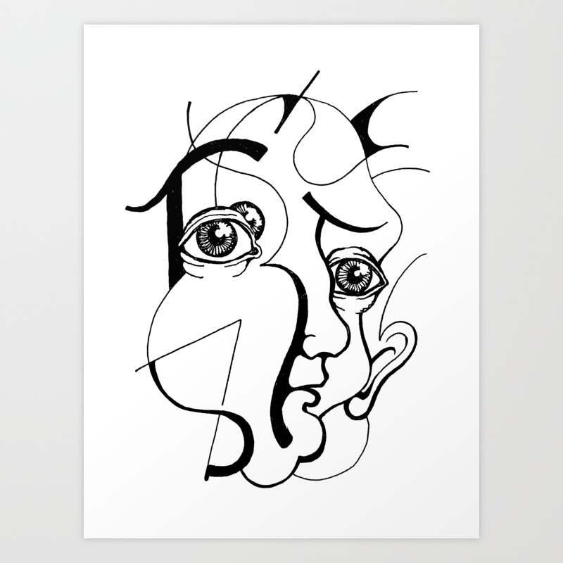 Abstract Man Face Art Print By Giorgio Caf Society6