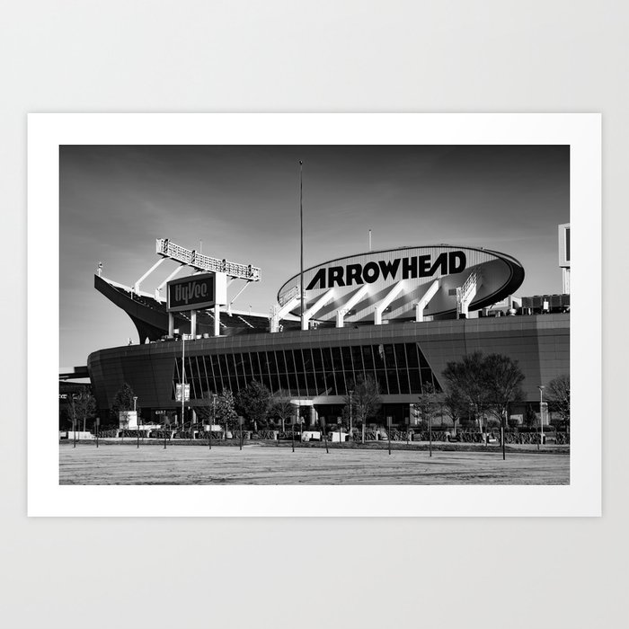 Where Champions Dwell - Kansas City Football Stadium In Black And White Art Print