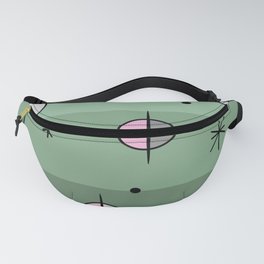 Retro Space Age Planets Stars Sage Green Fanny Pack